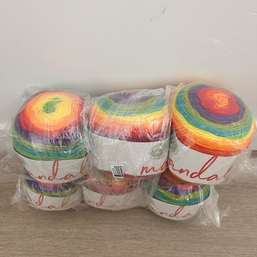 6 Pack Lion Brand Yarn Cakes Mandala Gnome 5.3oz 150g 590yd Each Same Dye Lot - Picture 2 of 8
